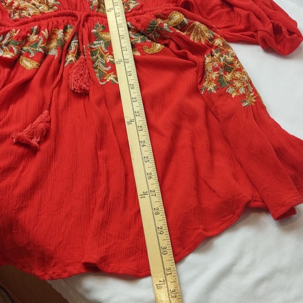 Free People Pretty Pineapple Mini Dress Embroidered Womens XS Red - Picture 11 of 11